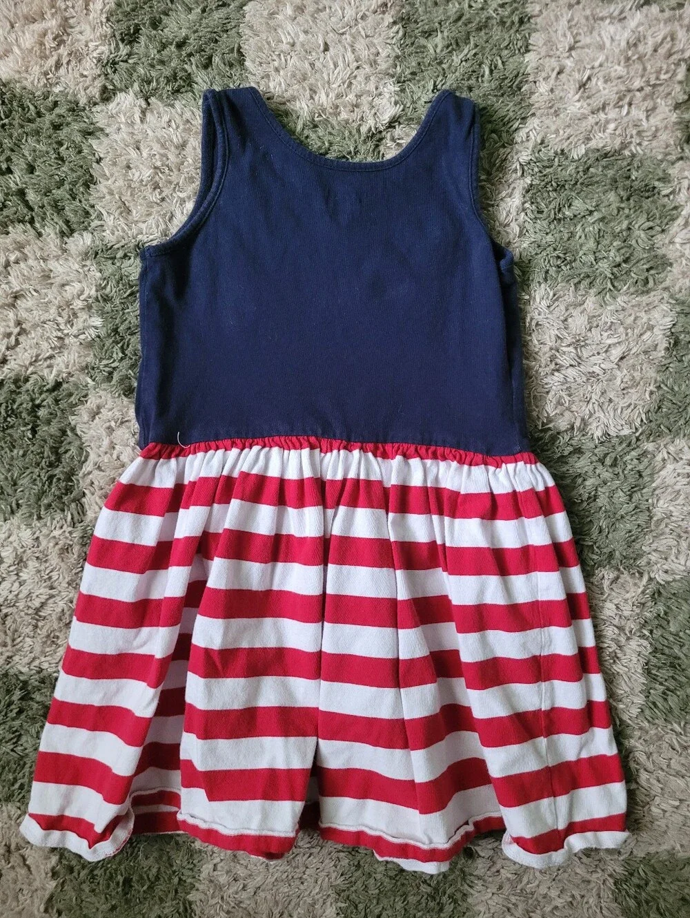 The Children's Place Navy Tank Dress with Red Star & Striped Skirt